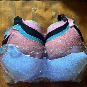 Women’s 36D New Bras Assorted Colors, Pack of 6